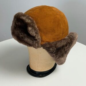 Leather and Lamb Trapper Hat Vintage M/L